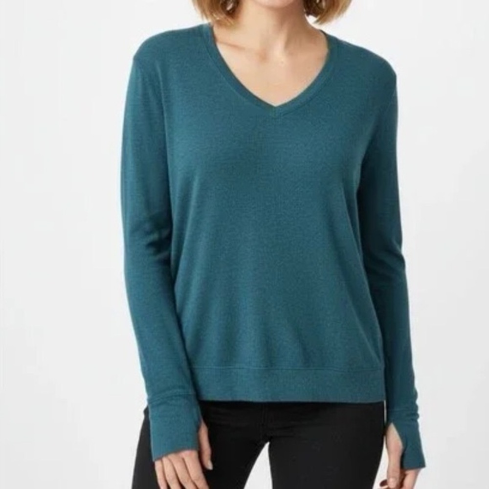 Athleta Deep Teal V-Neck Sweater